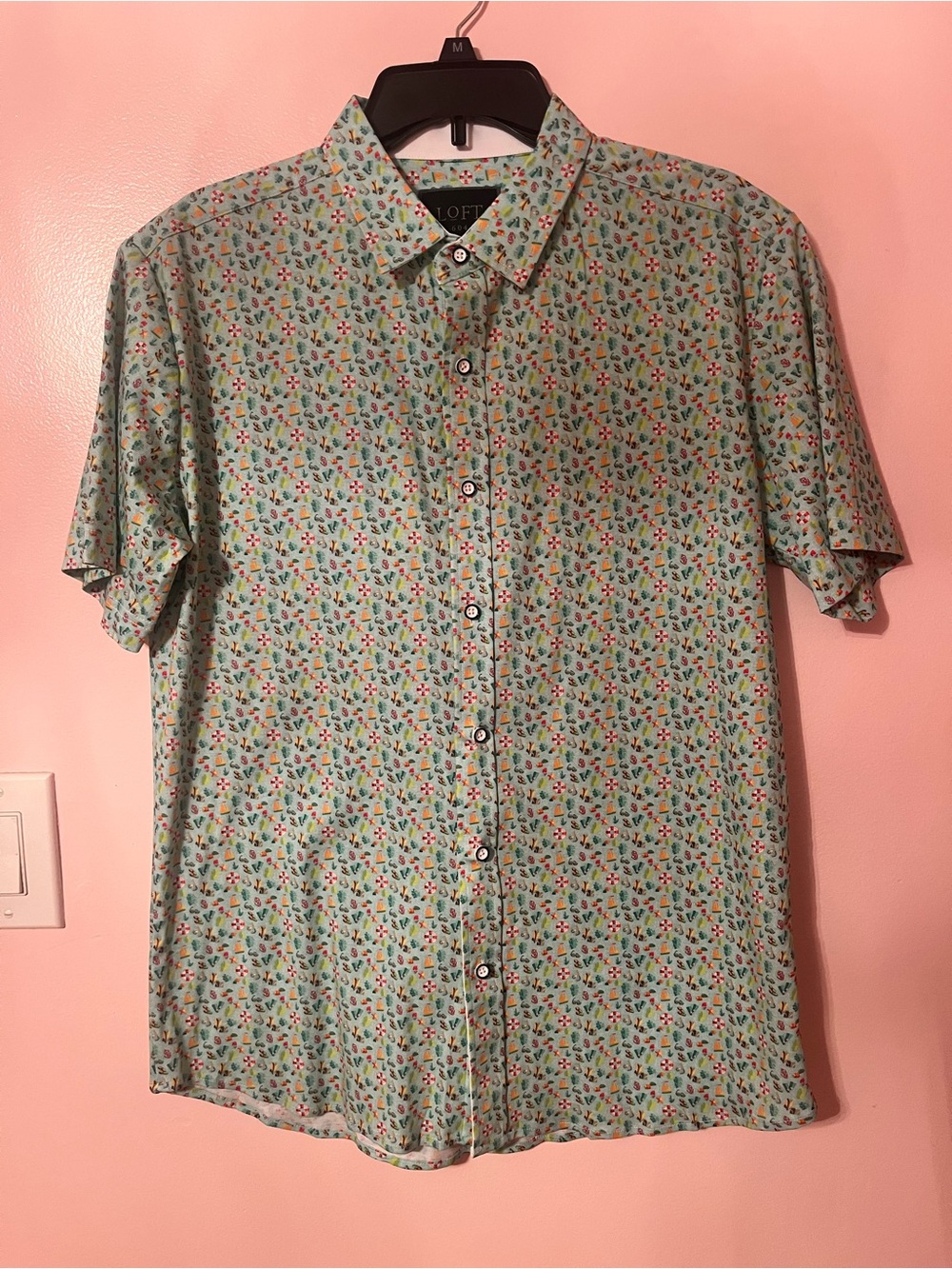 LOFT Men's Short Sleeve Floral Button-Up Shirt in Light Blue
